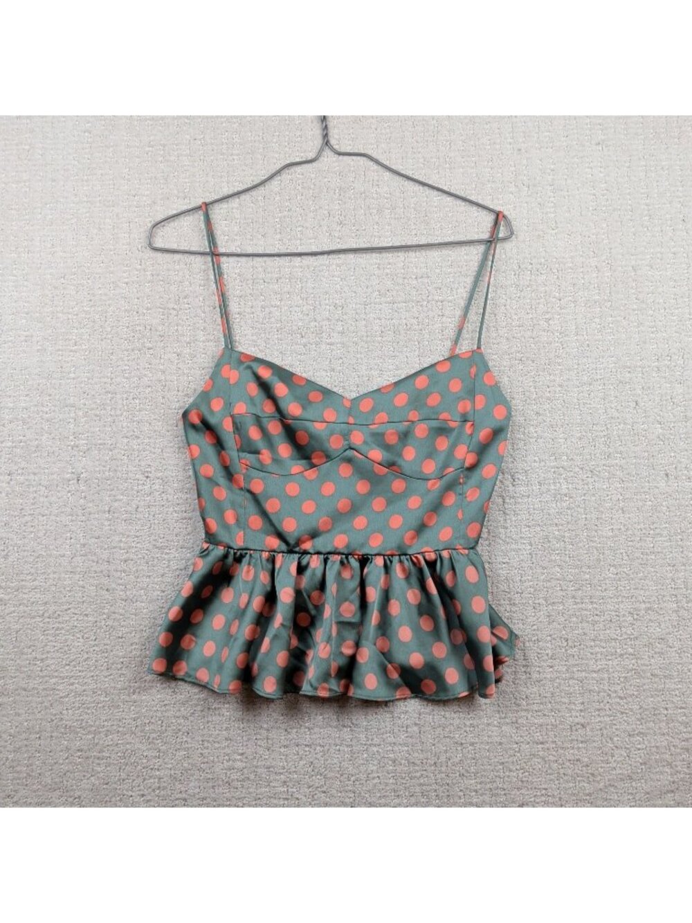 Zara Peplum Bustier Camisole Top Coquette Flowy Polka Dot Silky Wom Sz M